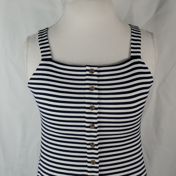 Cremieux Susan Knit  Navy Striped Dress Small - Picture 3 of 10